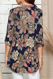 35 PQ-R {Eye On The Prize}  SALE!! Navy Floral V-Neck Tunic PLUS SIZE XL 2X 3X