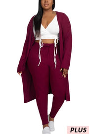 99 SET-B {Chill For Awhile} Burgundy Cardigan & Bottoms PLUS SIZE 1X 2X 3X