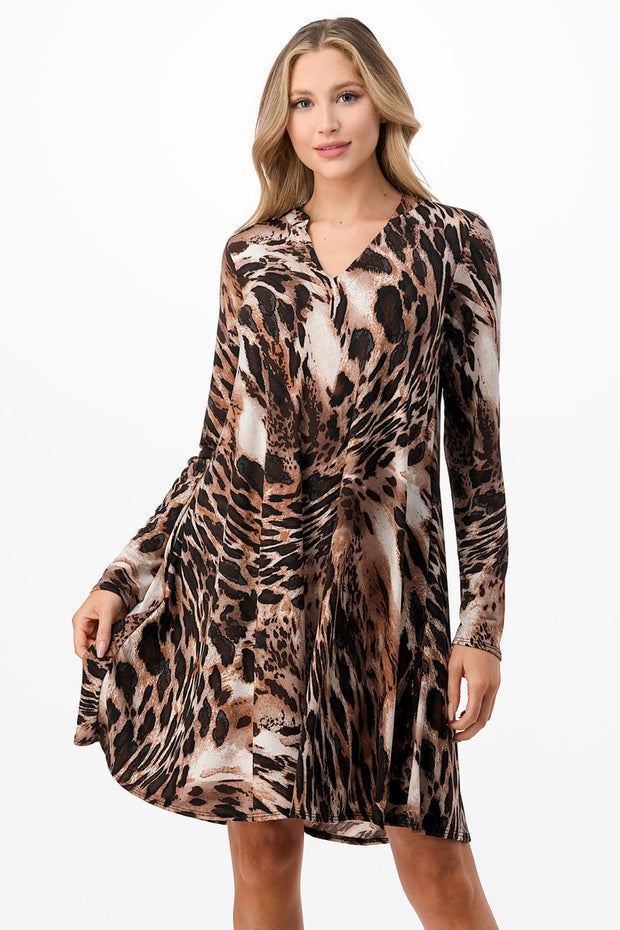 67 PLS-A {Make An Entrance} Brown Animal Print Dress PLUS SIZE 1X 2X 3X