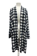 54 OT-G {Need You Always} Ivory/Black Check Print Cardigan EXTENDED PLUS SIZE 1X 2X 3X 4X 5X