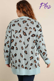 22 OT-J {Being My Best} Blue Mocha Animal Cardigan PLUS SIZE XL 2X 3X