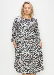 45 PSS-U {Copy That} Blue Animal Print Dress  EXTENDED PLUS SIZE 3X 4X 5X