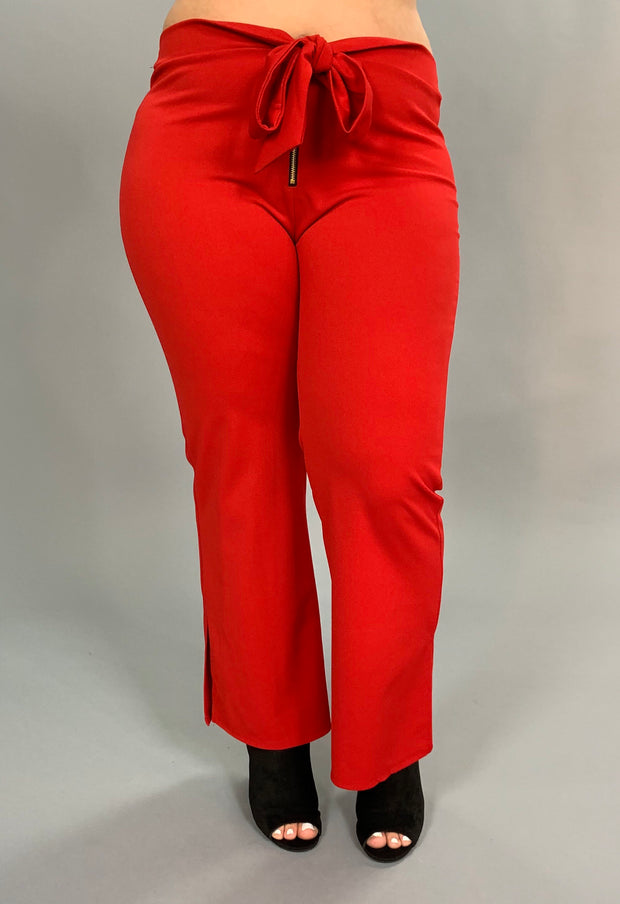 BT-R "How Lovely" Red Pants ***FLASH SALE***With Bow Front Detail PLUS SIZE