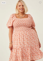 77 PSS-A {Take A Second Look} Dusty Pink Smocked Dress PLUS SIZE 1X 2X 3X