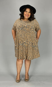 34 PSS-G {Full Of Life} ***SALE***Tan Animal Print V-Neck Dress EXTENDED PLUS SIZE 3X 4X 5X