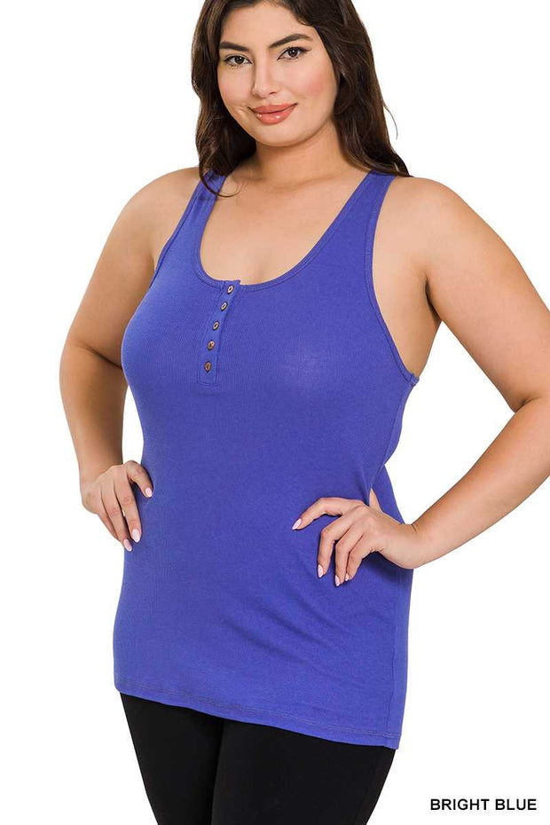 TANK {Savvy Chic} Bright Blue Ribbed Racerback Tank PLUS SIZE 1X 2X 3X