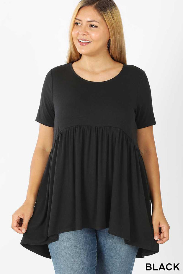 32 SSS-I {Feeling The Love} Black Babydoll Tunic PLUS SIZE 1X 2X 3X