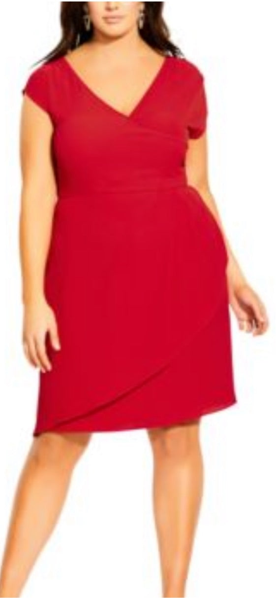 SV-A  M-109  {City Chic} Red Faux-Wrap Dress SALE!!! Retail €99.00 PLUS SIZE 18W