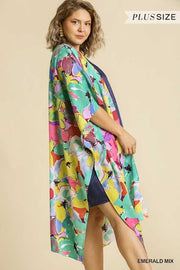 39 OT-C {Happier Than Ever} Umgee Multi-Color Kimono PLUS SIZE XL/1X  1X/2X