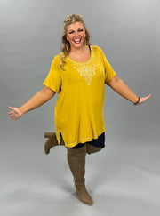 88 SD-B {Fade Into Fall} MUSTARD Top W/Detail PLUS SIZE 1X 2X 3X SALE!!