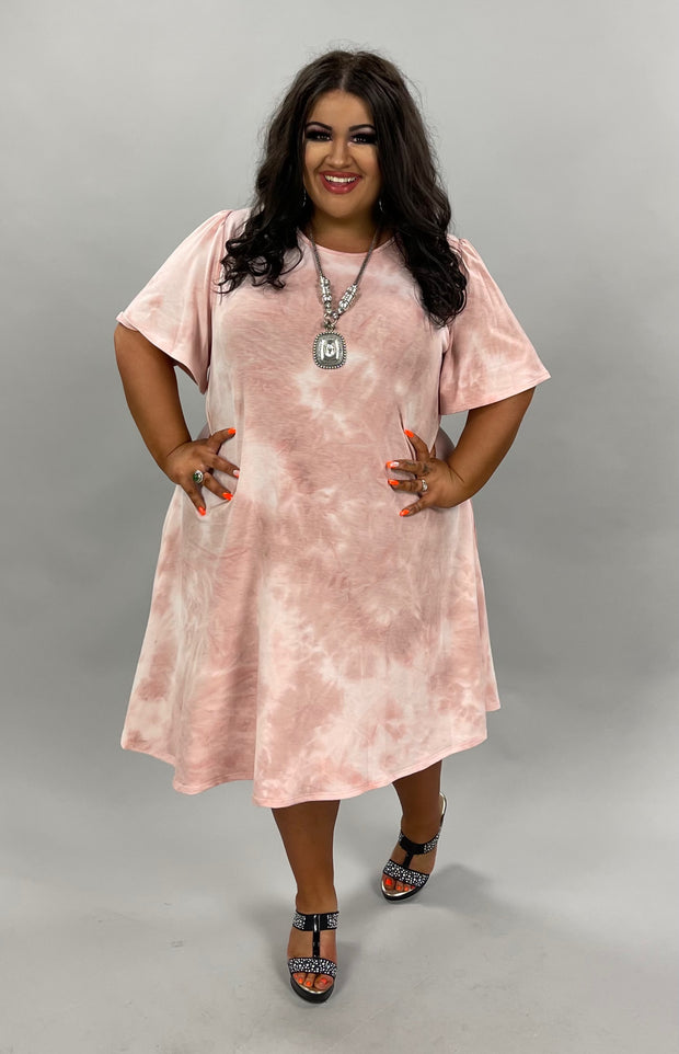 87 PSS-L {Girl Next Door} ***SALE***Mauve Tie Dye Dress EXTENDED PLUS SIZE 3X 4X 5X