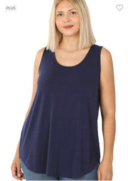 48 SV-D {Simply Delightful} Navy Sleeveless Tank PLUS SIZE 1X 2X 3X