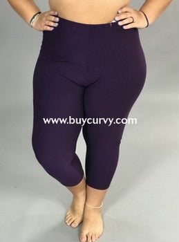 LEG-23 {Get On Up} Purple Butter Soft Capri Leggings EXTENDED PLUS SIZE 3X-5X