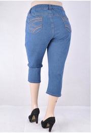 BT-X {Hangin' By A Thread} Medium Blue Crop Jeans w/Pocket Detail SALE!!!  EXTENDED PLUS SIZE 24 26 28