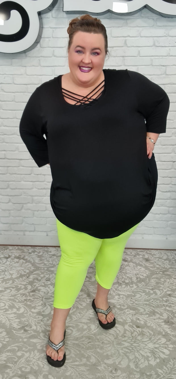 LEG 99 {Spring Time} Neon Lime Capri Extended Leggings