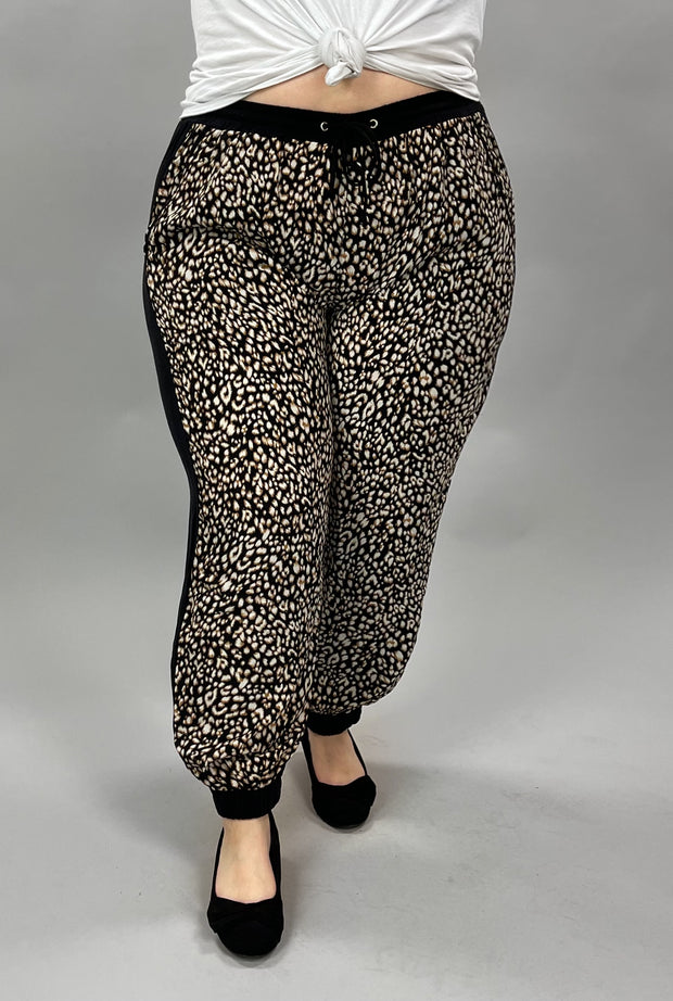 BT-R {City Feels} Umgee Black/Leopard Print Pants PLUS SIZE XL 1X 2X