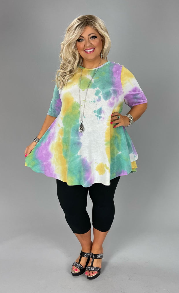 42 PSS-A {Never Enough} Purple Tie Dye Tunic EXTENDED PLUS SIZE 3X 4X 5X