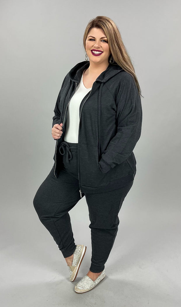 28 SET-G {Go The Distance} Charcoal Gray Jogging Set PLUS SIZE 1X 2X 3X