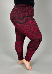 BIN 98 {You're Gonna Love These} Black/Burgundy Leggings Extended Plus  X-PLUS