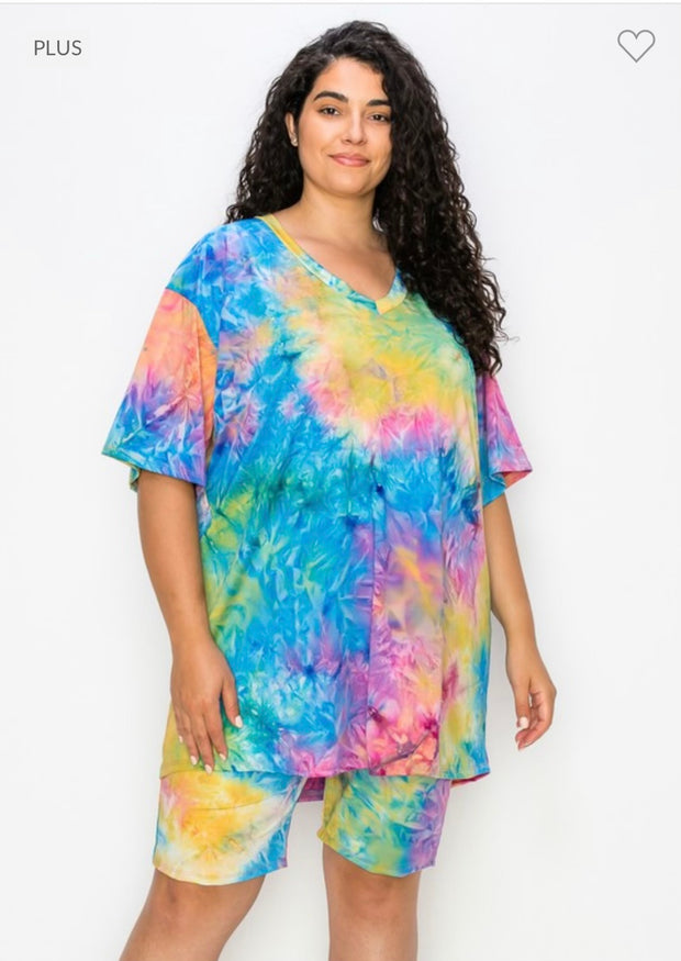 30 SET-H {Lounge with Me} Multi Color Tie Dye Set EXTENDED PLUS 3X 4X 5X