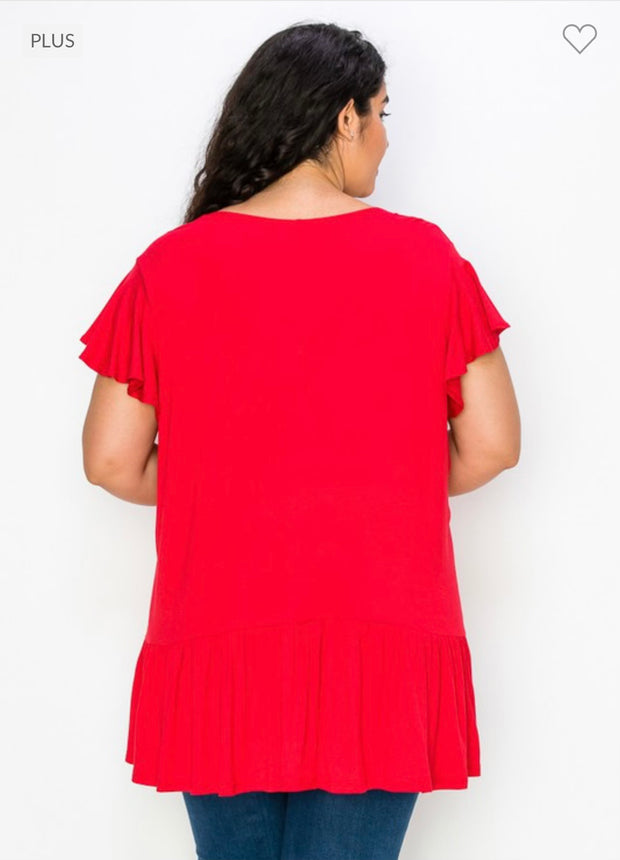 76 CP-B {From One Curvy To Another} Red V-Neck Top CURVY***SALE*** BRAND!!! EXTENDED PLUS SIZE 3X 4X 5X 6X