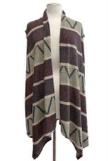 90 OT-S {When The Leaves Turn} Multi-Color Stripe Print Vest EXTENDED PLUS SIZE 3X 4X 5X