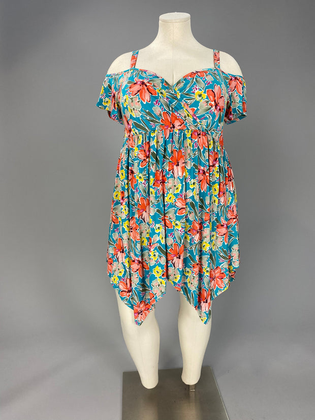 76 OS-A {Too Good To Me} Mint Floral V-Neck Dress CURVY BRAND!!! EXTENDED PLUS SIZE 1X 2X 3X 4X 5X 6X