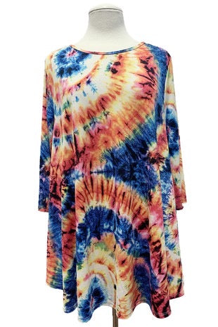 88 PQ-A {Gotta Have It} Multi-Color Tie Dye Top EXTENDED PLUS SIZE 3X 4X 5X