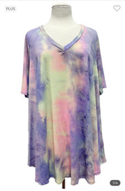 26 PSS-E {Brightest Days} Multi-Color Tie Dye V-Neck Top EXTENDED PLUS SIZE 3X 4X 5X