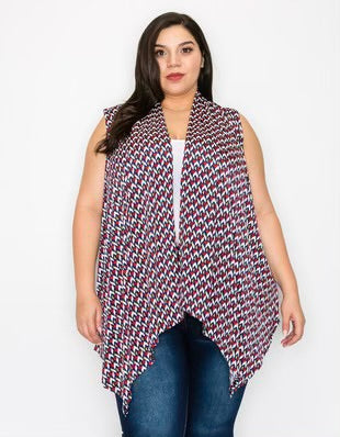 98 OT-J {Scheduled Plan} Multi-Color Printed Vest EXTENDED PLUS SIZE 3X 4X 5X