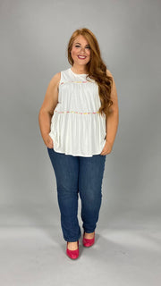 84 SV-A {Charming Ways} ***SALE*** Ivory/Floral Contrast Tiered Top PLUS SIZE 1X 2X 3X