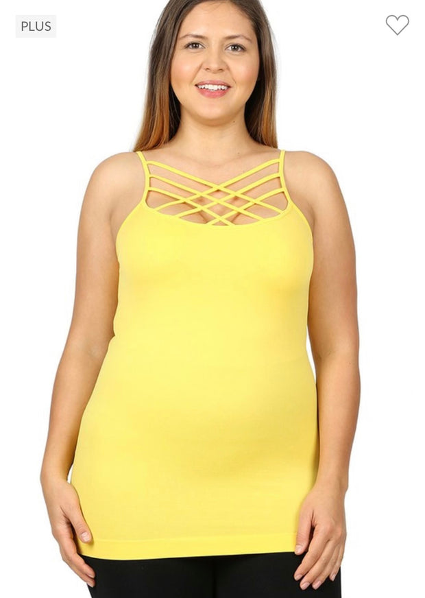 TANK {Uptown Girl} YELLOW Caged Neck Shaper Tank PLUS SIZE 1X/2X  2X/3X