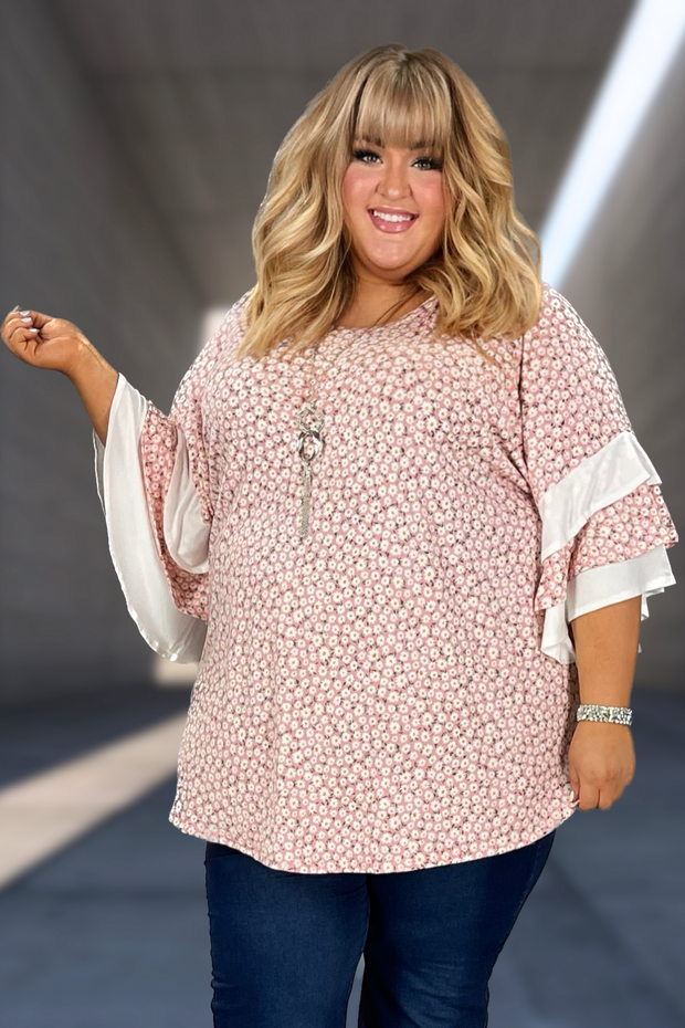 13 CP-I {Impress Them With Daisies} Blush Daisy Print Tunic CURVY BRAND!!!  EXTENDED PLUS SIZE XL 2X 3X 4X 5X 6X