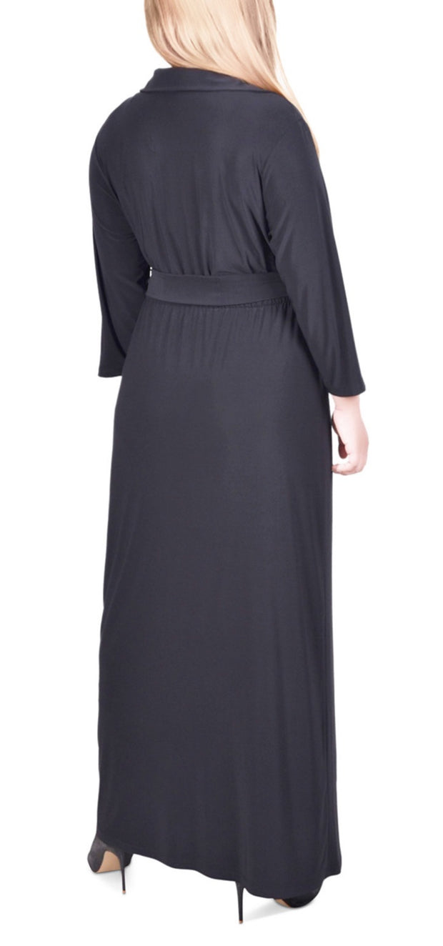 LD-Z  M-109 {NY Collection} Black Faux-Wrap Maxi Dress Retail €70.00 ***FLASH SALE*** PLUS SIZE 2X