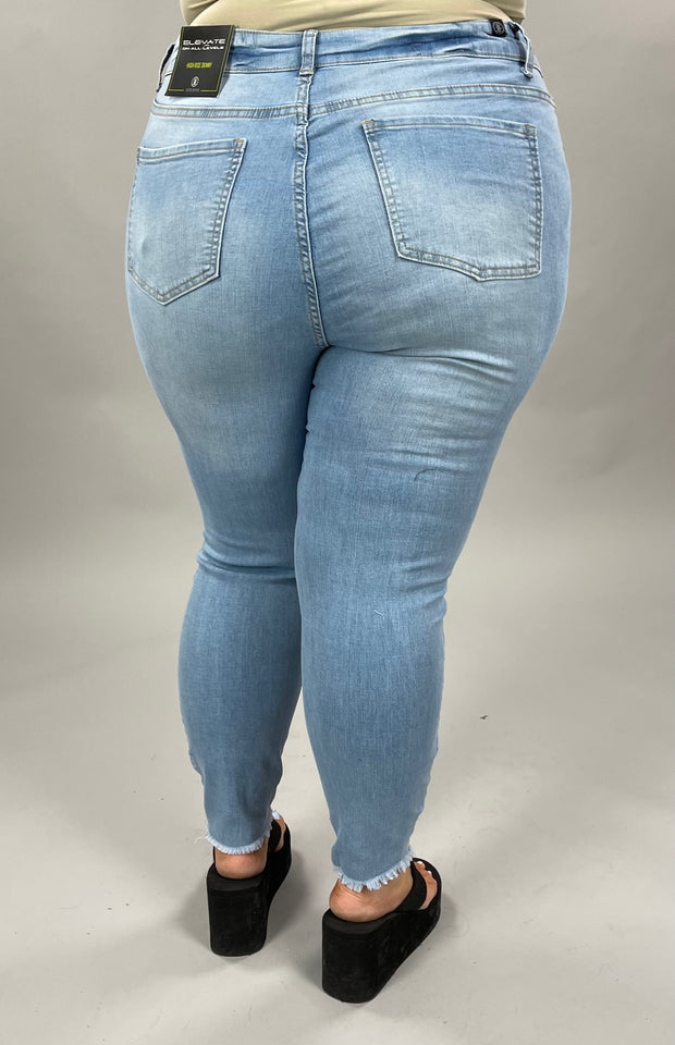 BT-Y {Elite Elevate} High Rise Light Distressed Denim