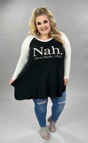 26 GT-C {Rosa Parks} "Nah." Ivory/Black Tee SALE!! CURVY BRAND!! EXTENDED PLUS SIZE 1X 2X 3X 4X 5X 6X