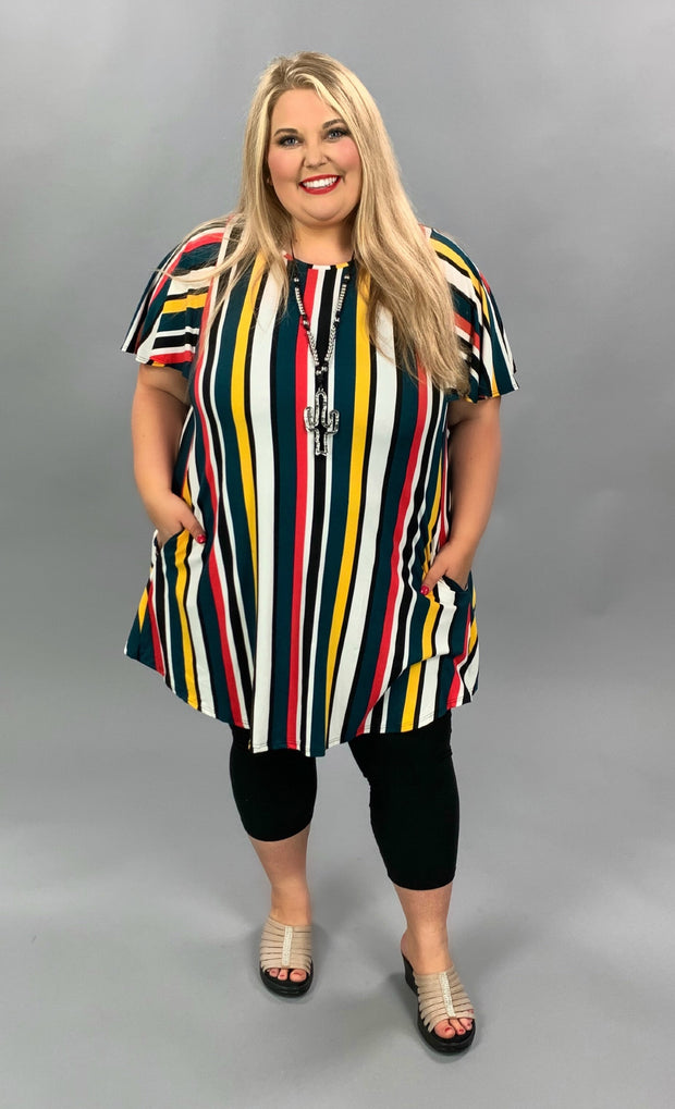 PSS-C {Charming Lady} Multi Color Vertical Stripe Tunic *SALE!!* PLUS SIZE 1X 2X 3X