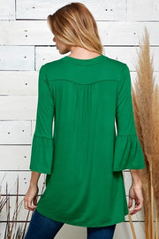 93 SQ-A {Loud and Clear} Kelly Green V-Neck Tunic  PLUS SIZE 1X 2X 3X