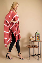 93 OT-C {Life Is Good} Brick Red Tie Dye Kimono PLUS SIZE 1X/2X  2X/3X SALE!!!