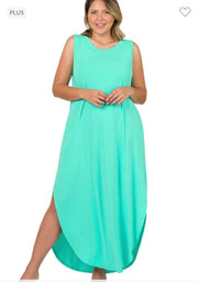 LD-L {Adoration} MINT Sleeveless Maxi Dress PLUS SIZE 1X 2X 3X