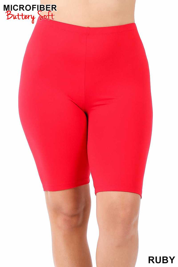 LEG - 98  {Adventure Unlimited} Ruby Red Biker Shorts PLUS SIZE 1X 2X 3X