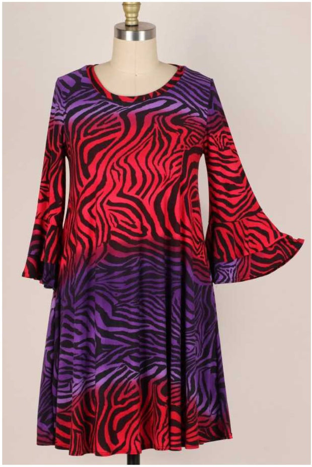94 PQ-H {If I Were Your Tiger} Red/Purple***SALE*** Tiger Print Dress PLUS SIZE 1X 2X 3X