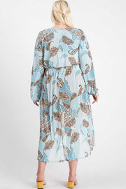 LD-N {Makes Me Happy} SALE!! Seafoam Paisley Print Duster PLUS SIZE XL 2X 3X