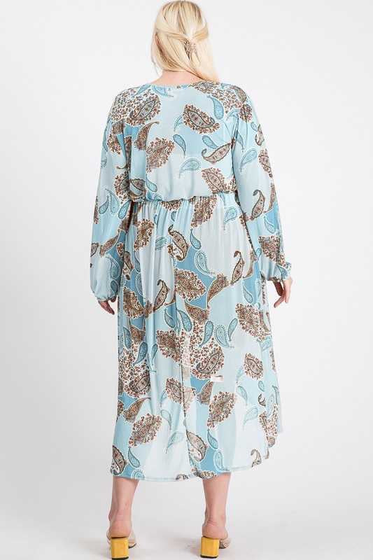 LD-N {Makes Me Happy} SALE!! Seafoam Paisley Print Duster PLUS SIZE XL 2X 3X