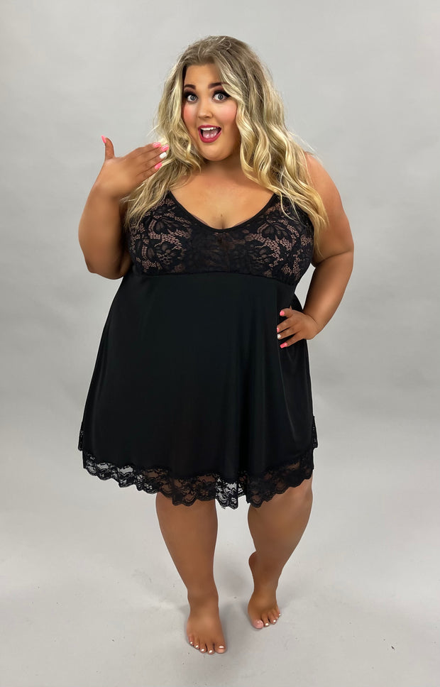 29 OR BT-A {Got What You Need} Black Lace Chest Lingerie Gown CURVY BRAND EXTENDED PLUS SIZE 1X 2X 3X 4X 5X 6X