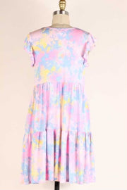 18 PSS-B {One For The Books} Pink Tie Dye Tiered Dress PLUS SIZE 1X 2X 3X