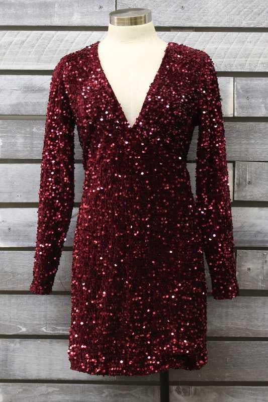 75 SD-D {Bold Is The New Me} Wine Sequin Lined Dress PLUS SIZE XL 2X 3X