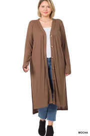 22 OT-K {Close To You} Mocha Ribbed Button Up Duster SALE!!! PLUS SIZE 1X 2X 3X