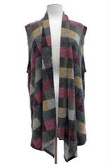 59 OT-Z {Colors Of Comfort} Brown Plaid Vest EXTENDED PLUS SIZE 3X 4X 5X