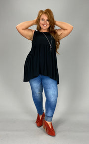 FLASH SALE!! 57  SV-G {Never Better} Black Sleeveless Babydoll Top PLUS SIZE 1X 2X 3X